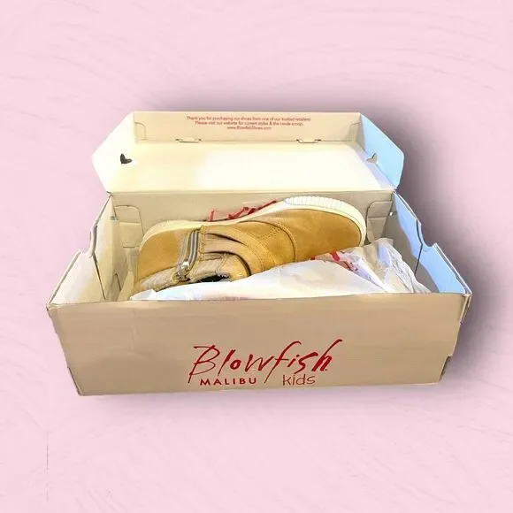 Blowfish FRAMATCHA Sneakers HIGH TOP Light Camel Tan SUEDE Girl’s Size 4.5 NEW - Picture 8 of 9